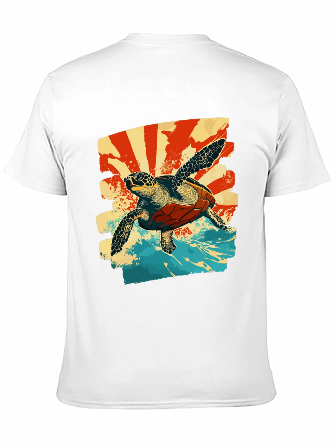 Retro Sea Turtle Graphic T-Shirt - Black