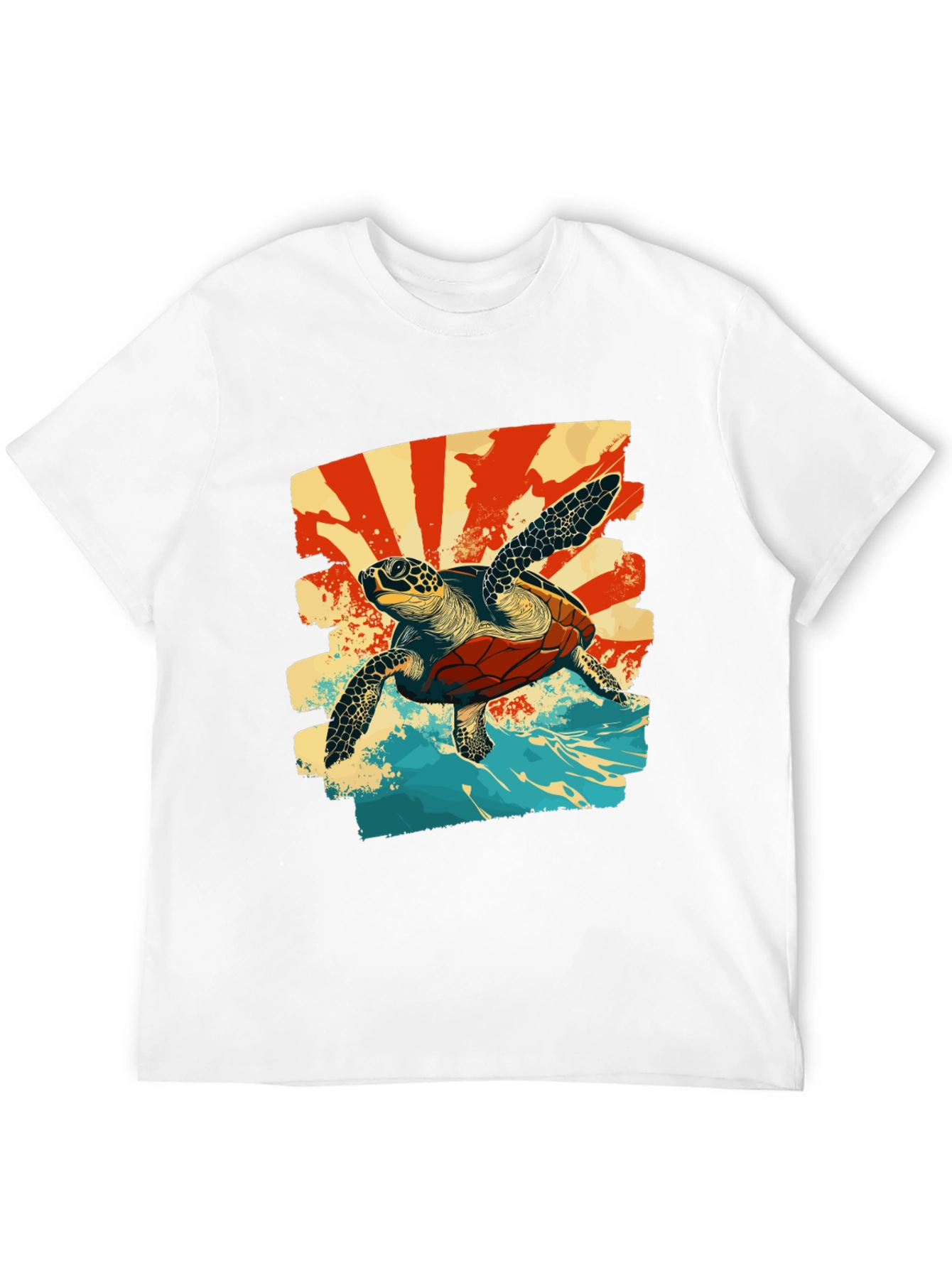 Retro Sea Turtle Graphic T-Shirt - Black