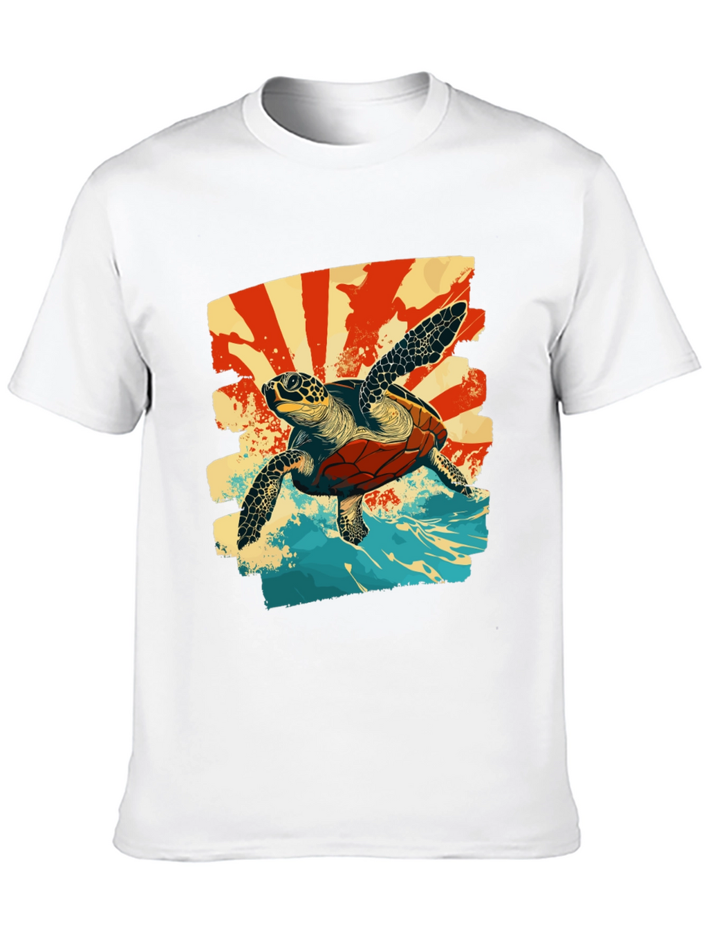 Retro Sea Turtle Graphic T-Shirt - Black
