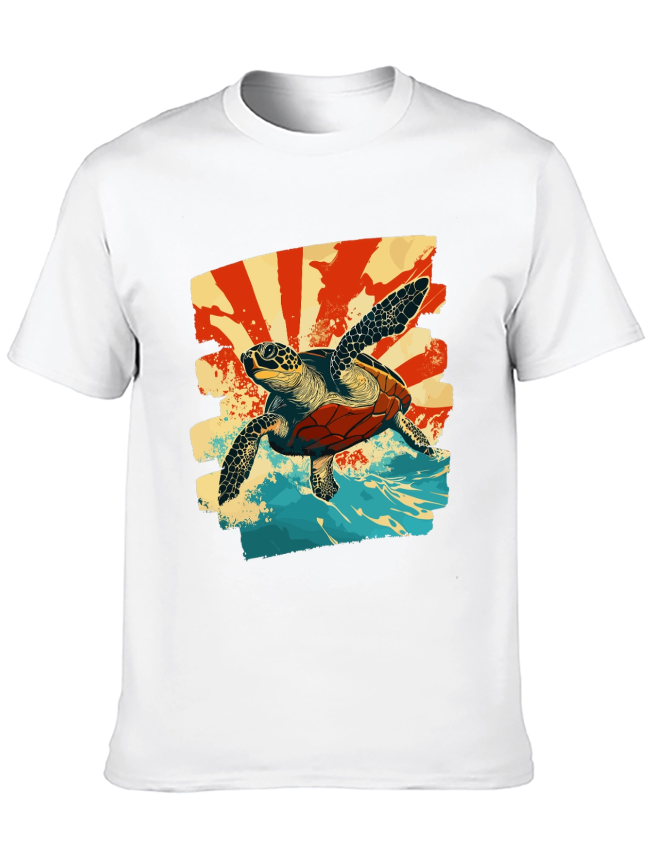 Retro Sea Turtle Graphic T-Shirt - Black