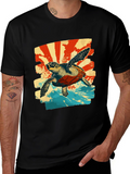 Retro Sea Turtle Graphic T-Shirt - Black