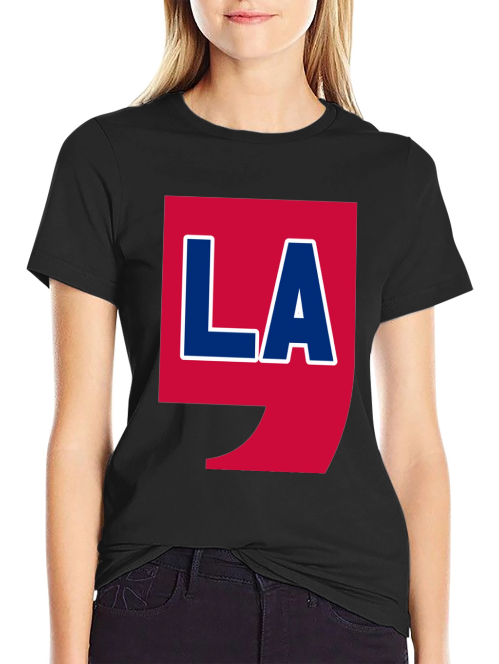 LA Graphic T-Shirt - Bold Red & Blue Design