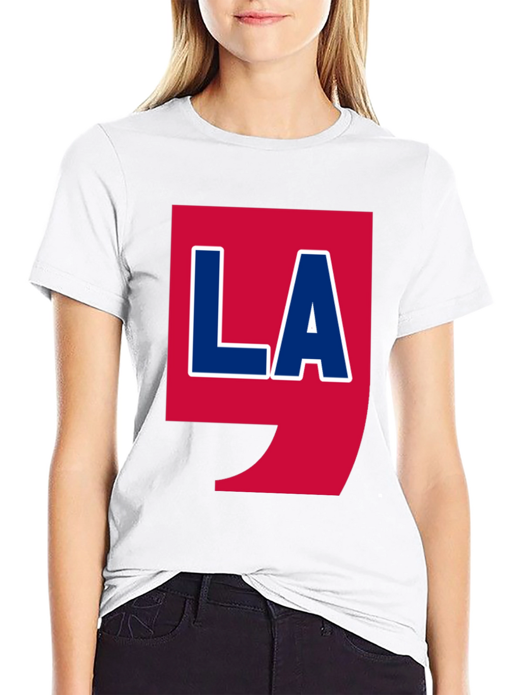 LA Graphic T-Shirt - Bold Red & Blue Design