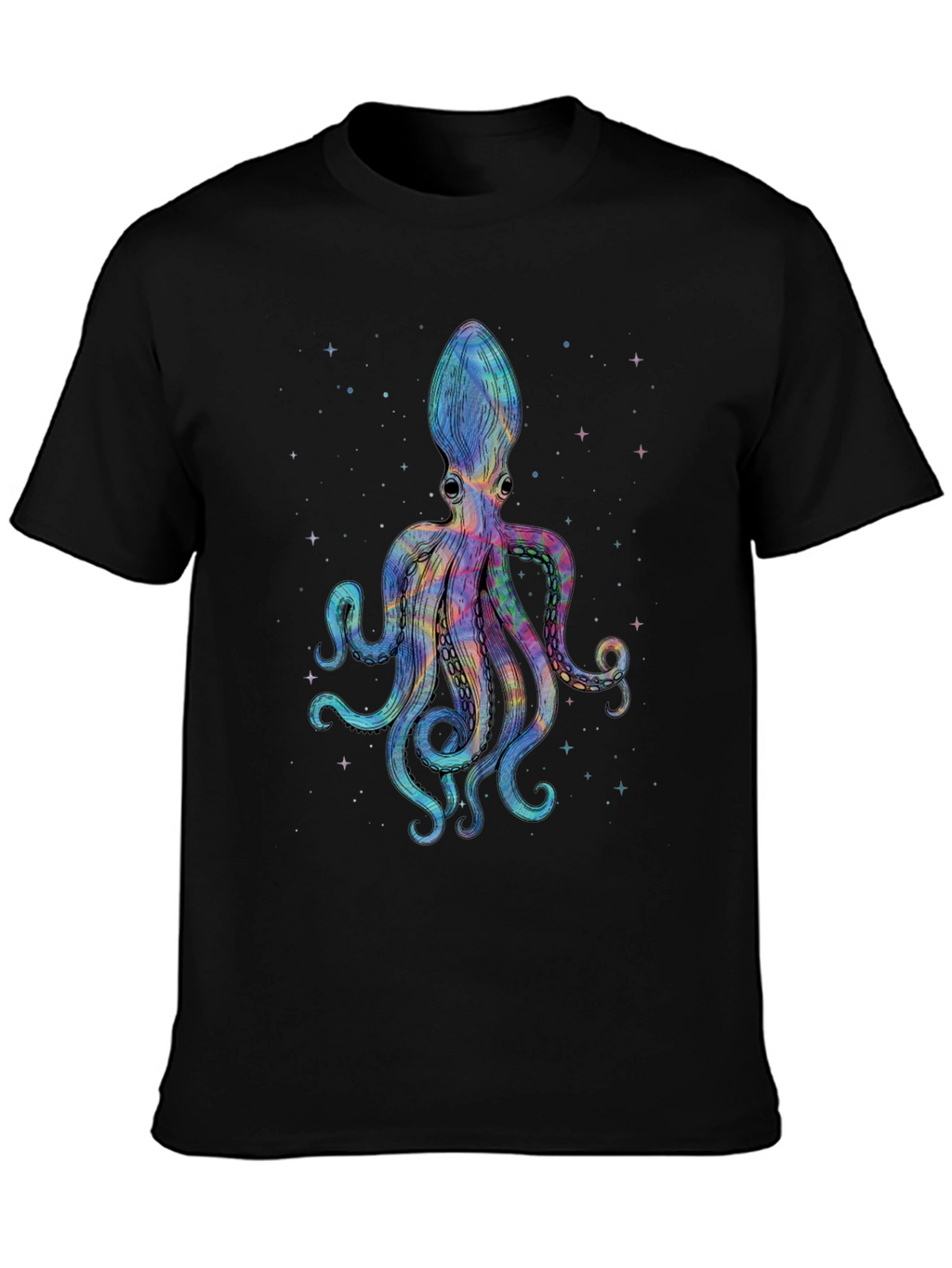 Cosmic Octopus Graphic Tee - Black Cotton Comfort