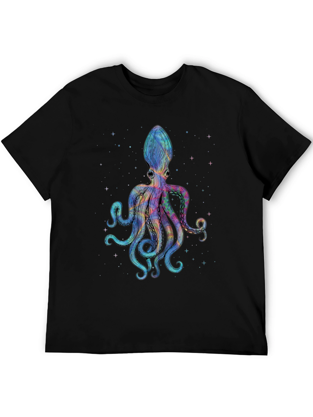 Cosmic Octopus Graphic Tee - Black Cotton Comfort
