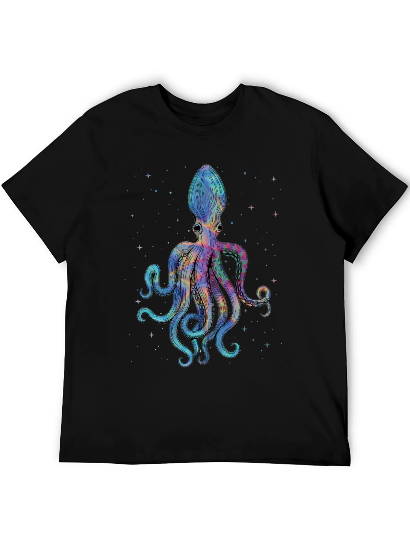 Cosmic Octopus Graphic Tee - Black Cotton Comfort