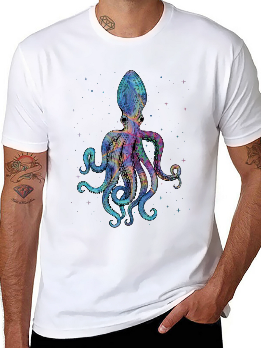 Cosmic Octopus Graphic Tee - Black Cotton Comfort