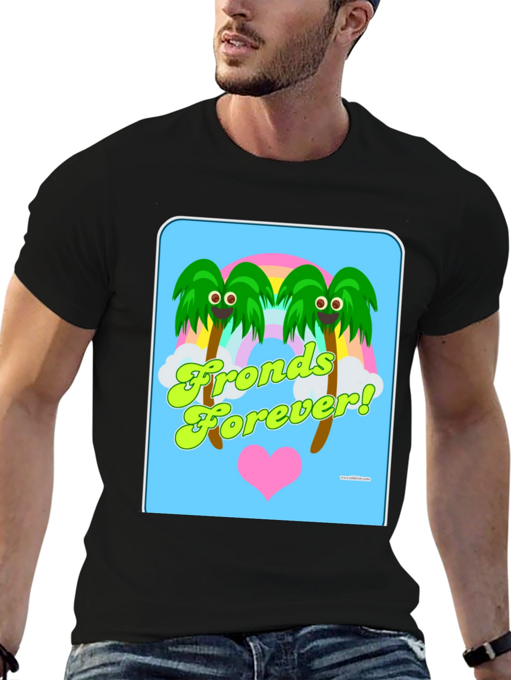 Fronds Forever! Black Cotton Graphic T-Shirt