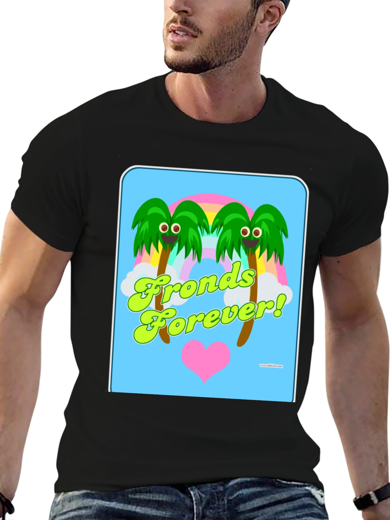 Fronds Forever! Black Cotton Graphic T-Shirt