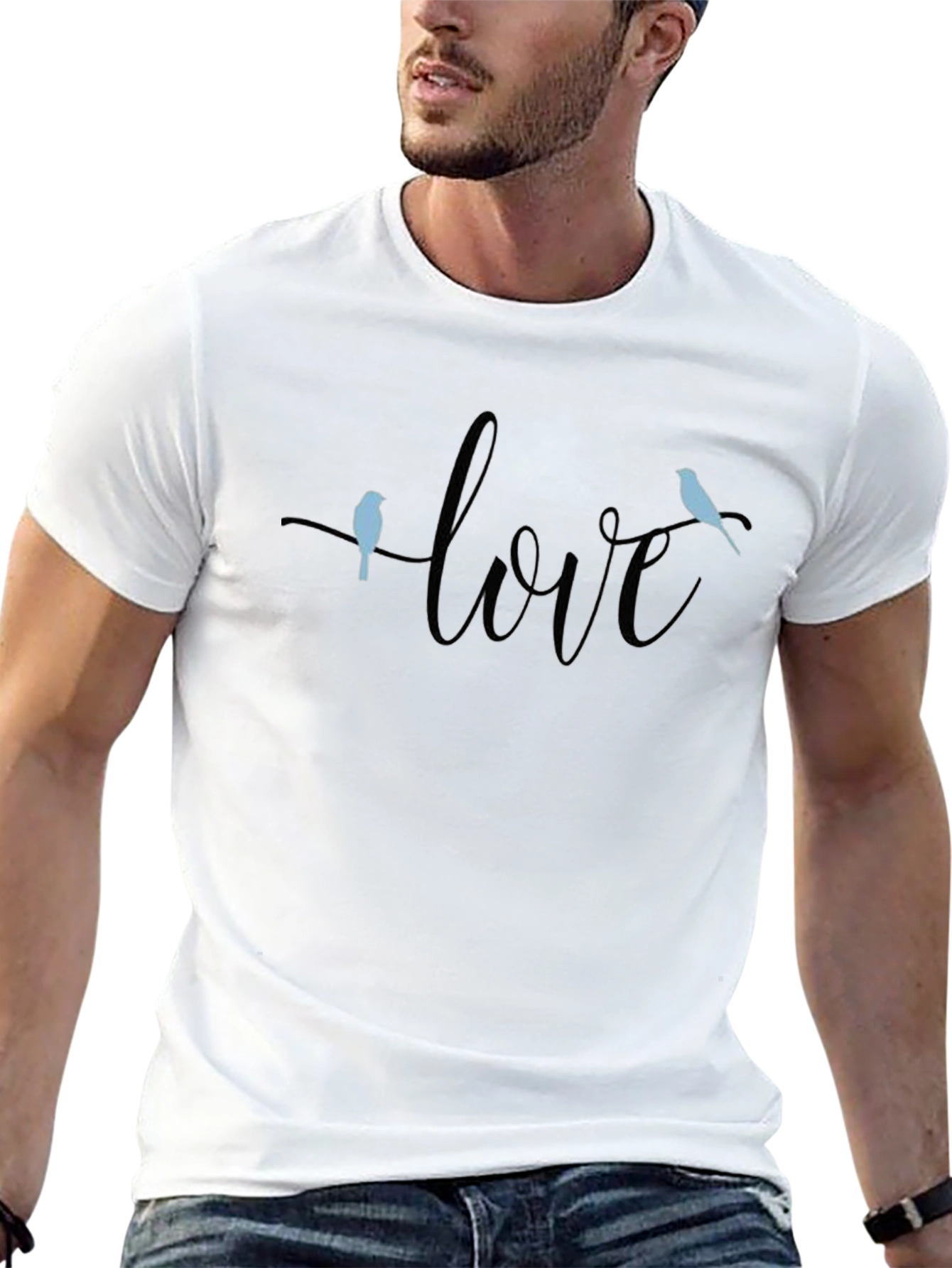 Love Birds Graphic Black T-Shirt