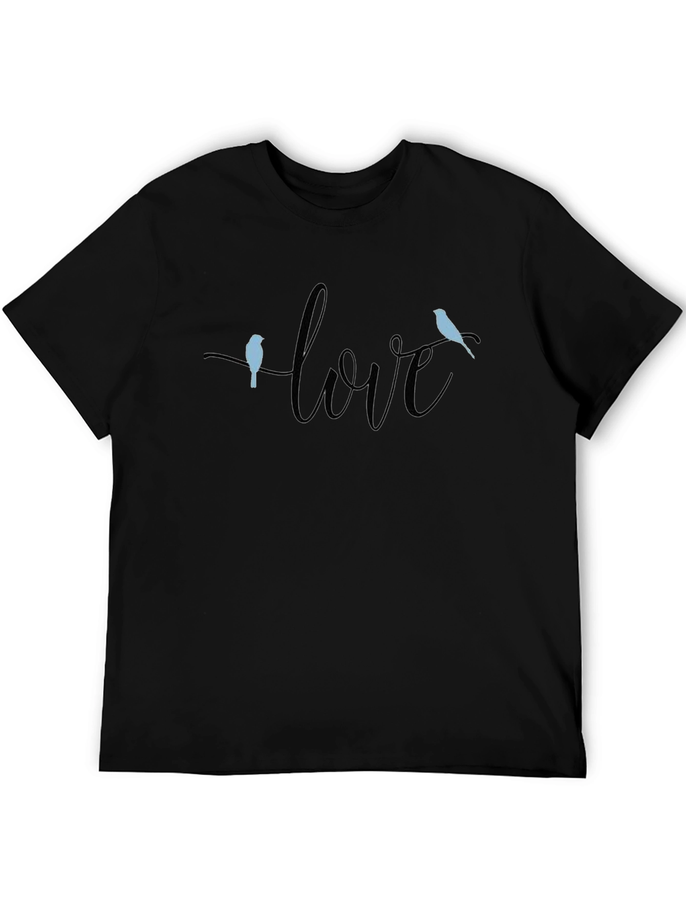 Love Birds Graphic Black T-Shirt