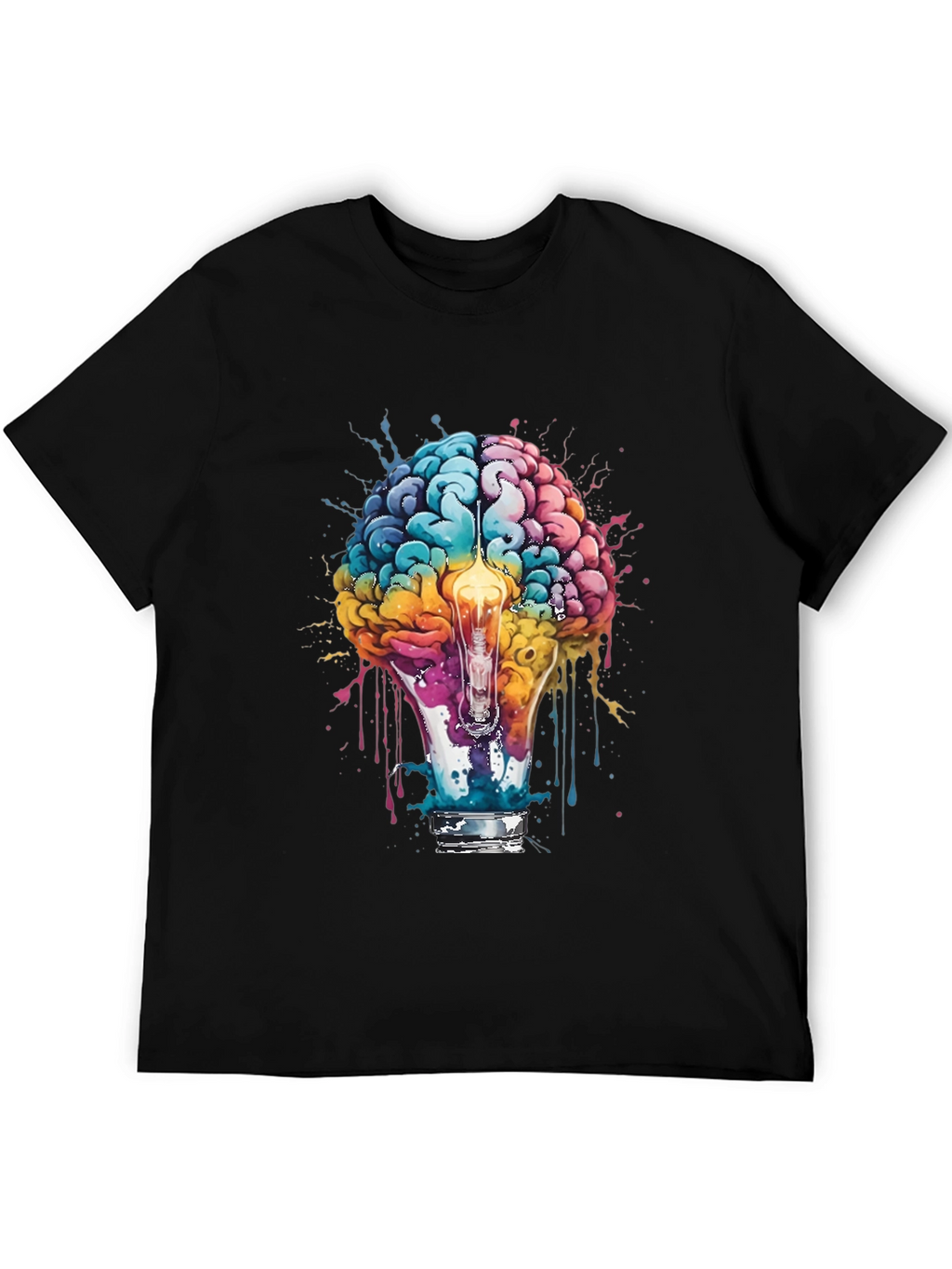 Brain Lightbulb Graphic Tee - Creative Thought T-Shirt