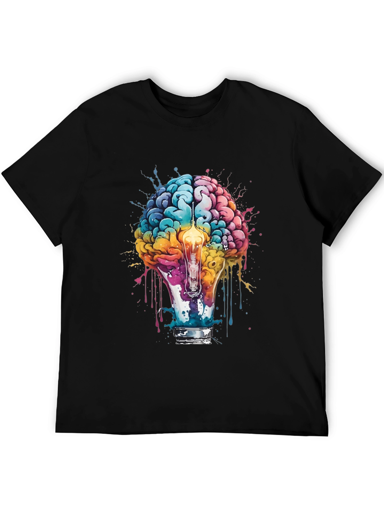 Brain Lightbulb Graphic Tee - Creative Thought T-Shirt