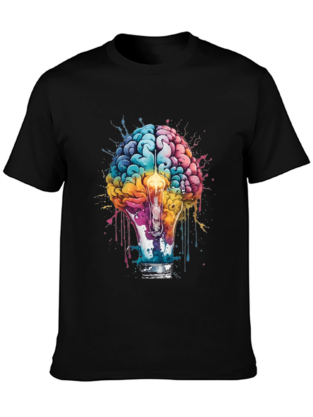 Brain Lightbulb Graphic Tee - Creative Thought T-Shirt