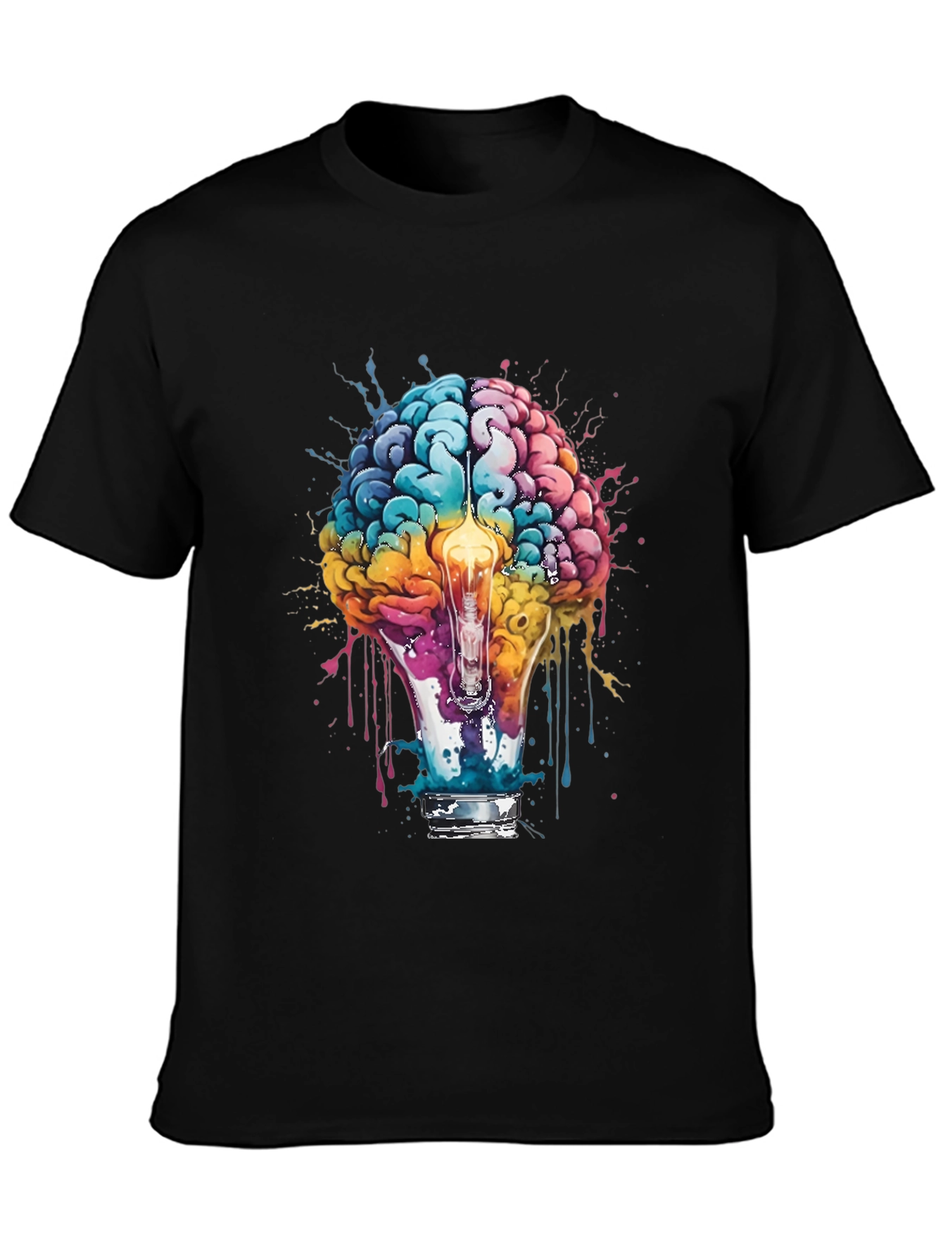 Brain Lightbulb Graphic Tee - Creative Thought T-Shirt