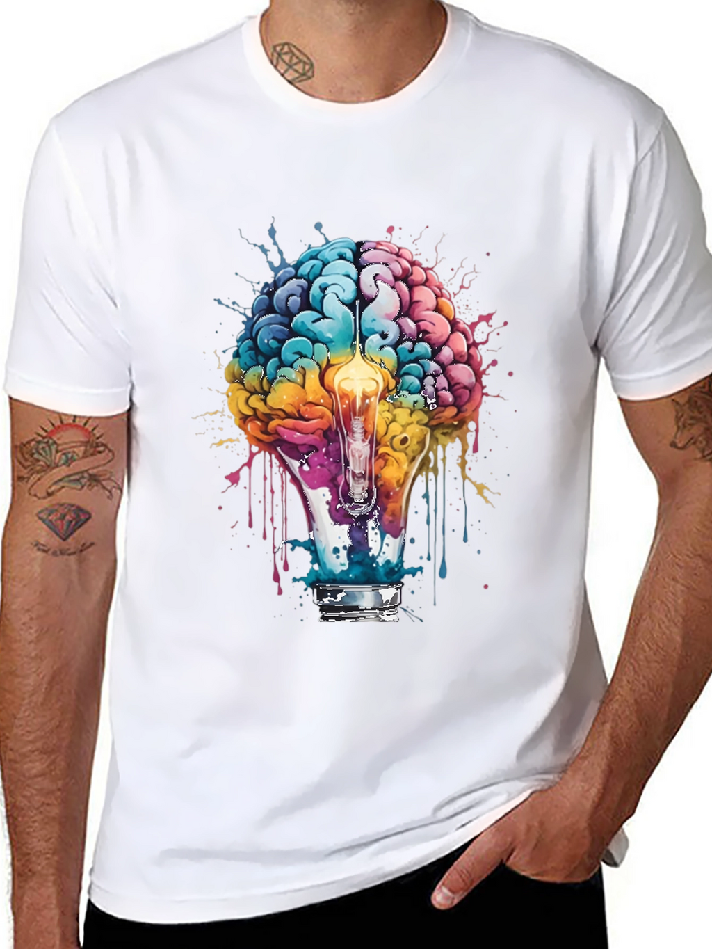 Brain Lightbulb Graphic Tee - Creative Thought T-Shirt