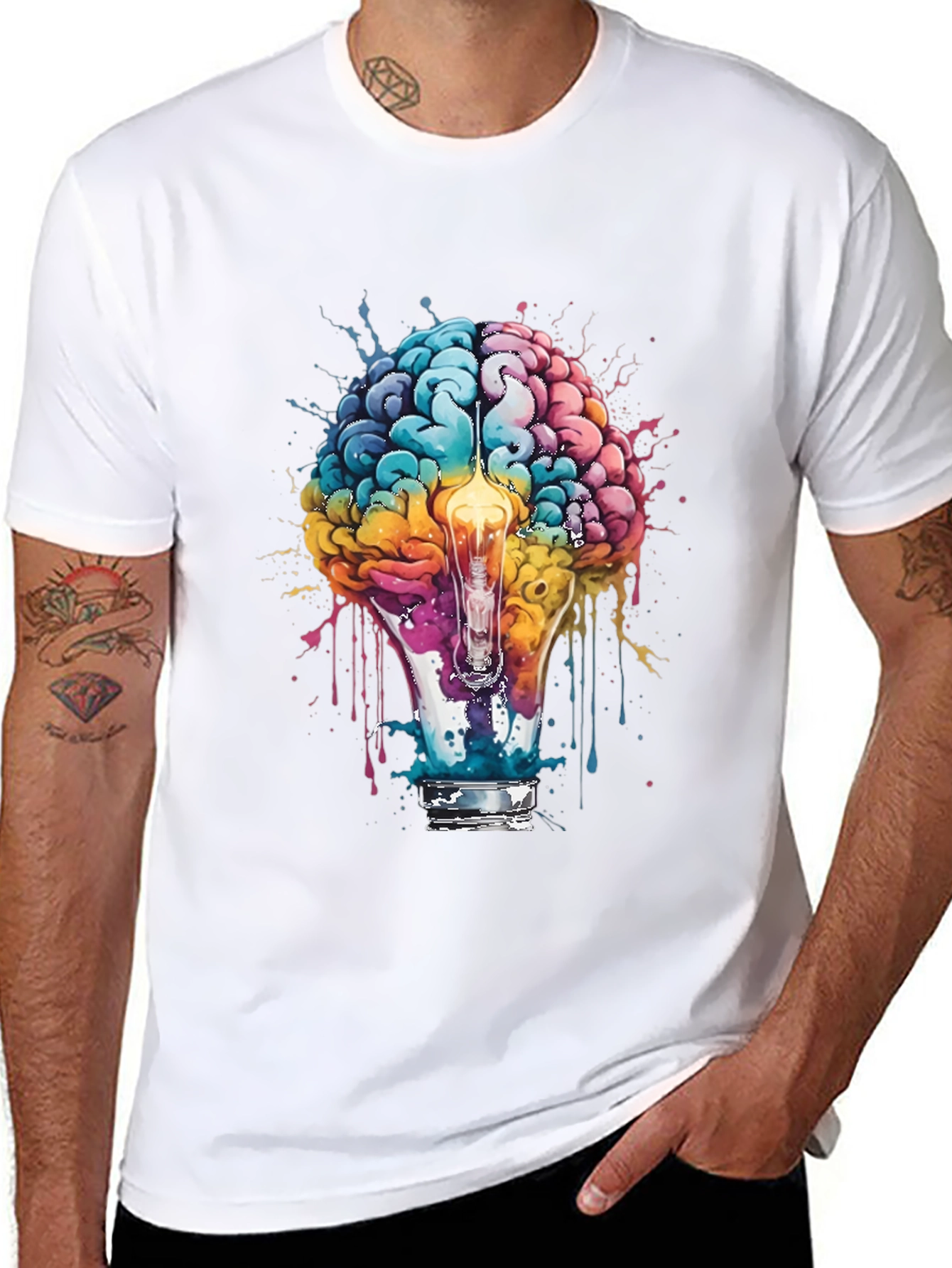 Brain Lightbulb Graphic Tee - Creative Thought T-Shirt