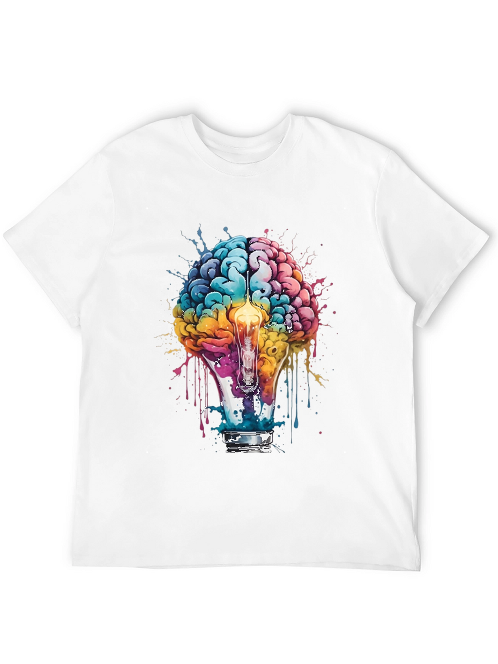 Brain Lightbulb Graphic Tee - Creative Thought T-Shirt