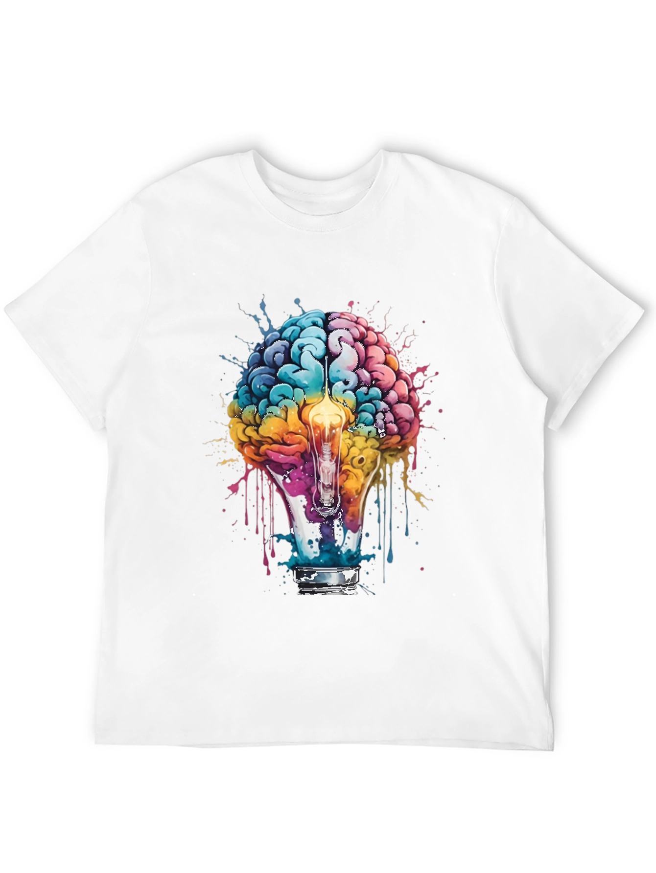 Brain Lightbulb Graphic Tee - Creative Thought T-Shirt