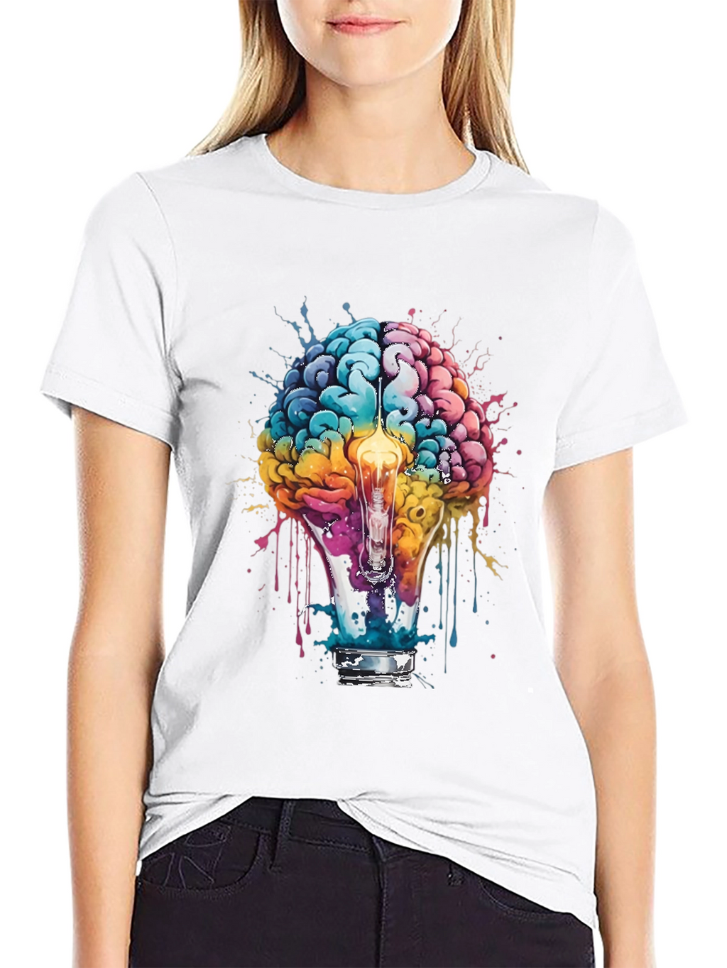 Brain Lightbulb Graphic Tee - Creative Thought T-Shirt