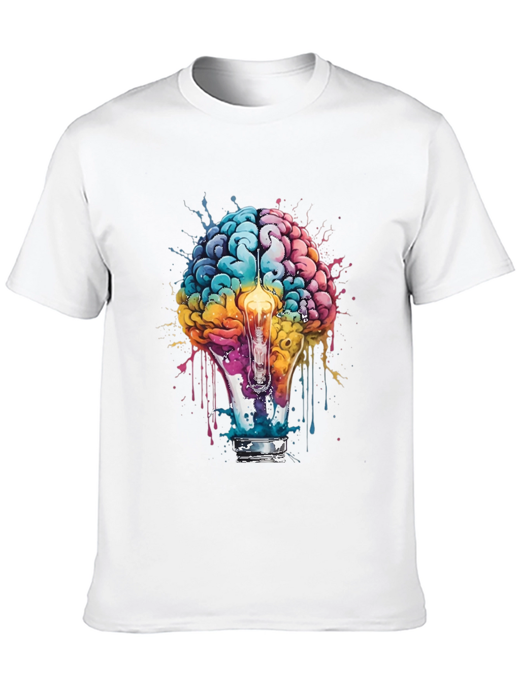 Brain Lightbulb Graphic Tee - Creative Thought T-Shirt