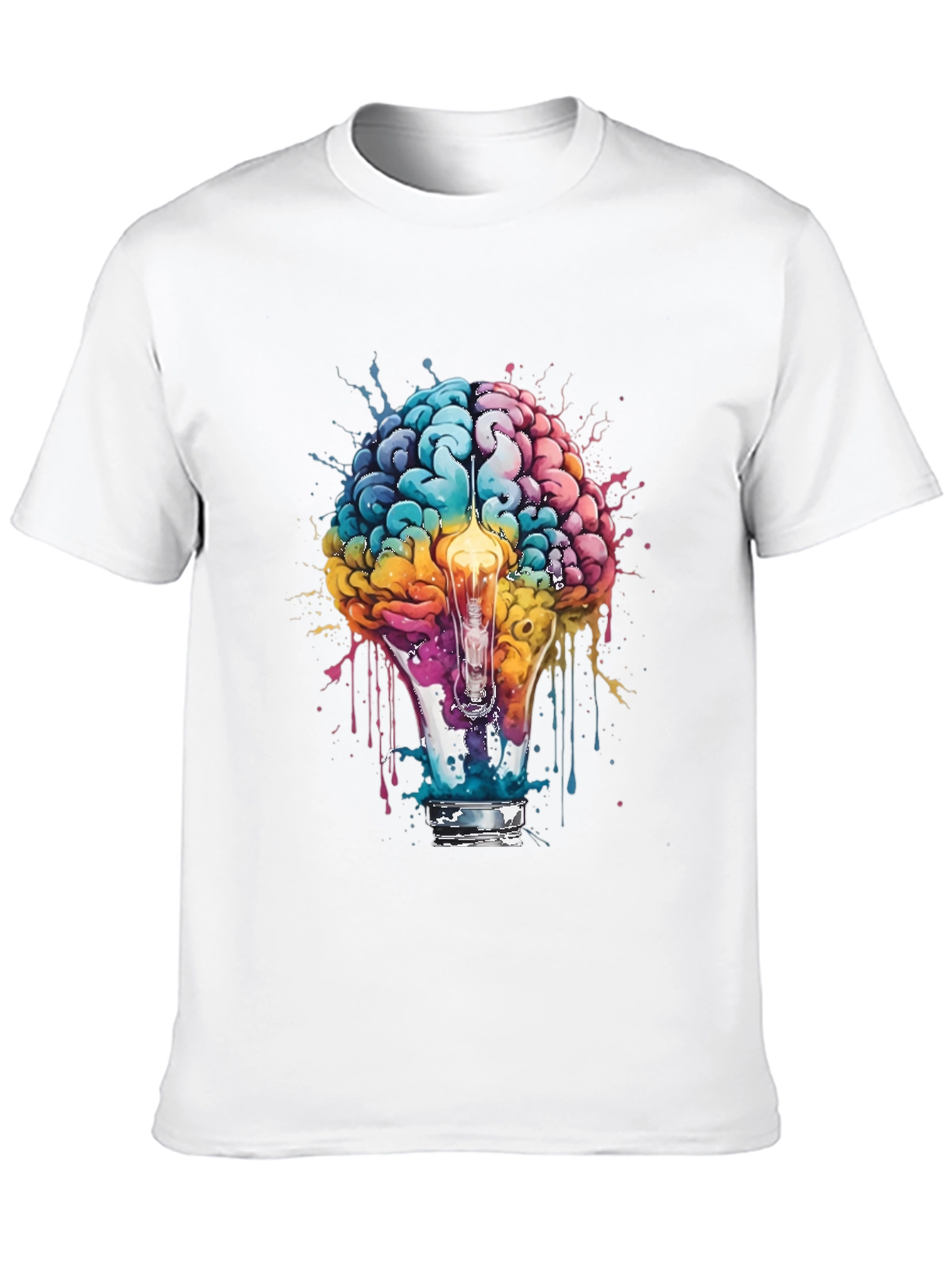 Brain Lightbulb Graphic Tee - Creative Thought T-Shirt
