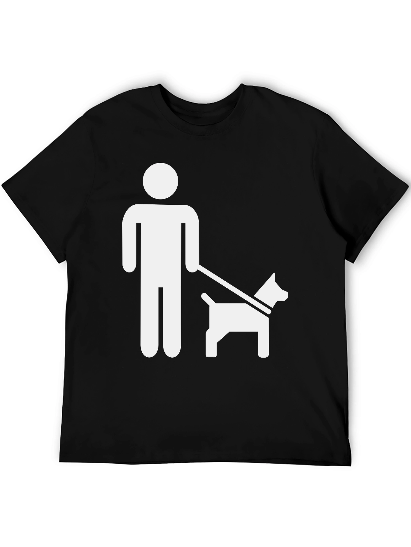 Dog Walker Graphic Tee - Black Cotton Casual T-Shirt