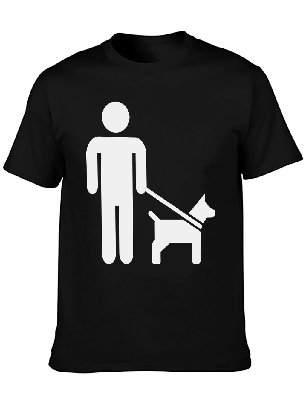 Dog Walker Graphic Tee - Black Cotton Casual T-Shirt