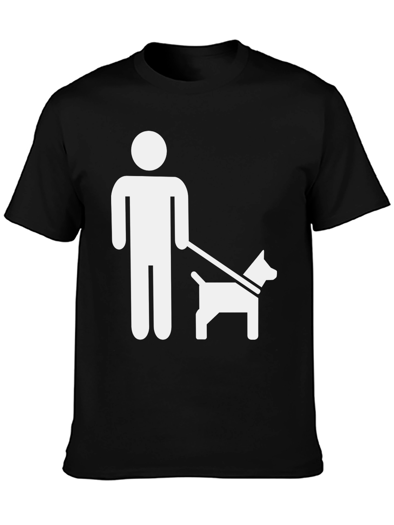 Dog Walker Graphic Tee - Black Cotton Casual T-Shirt