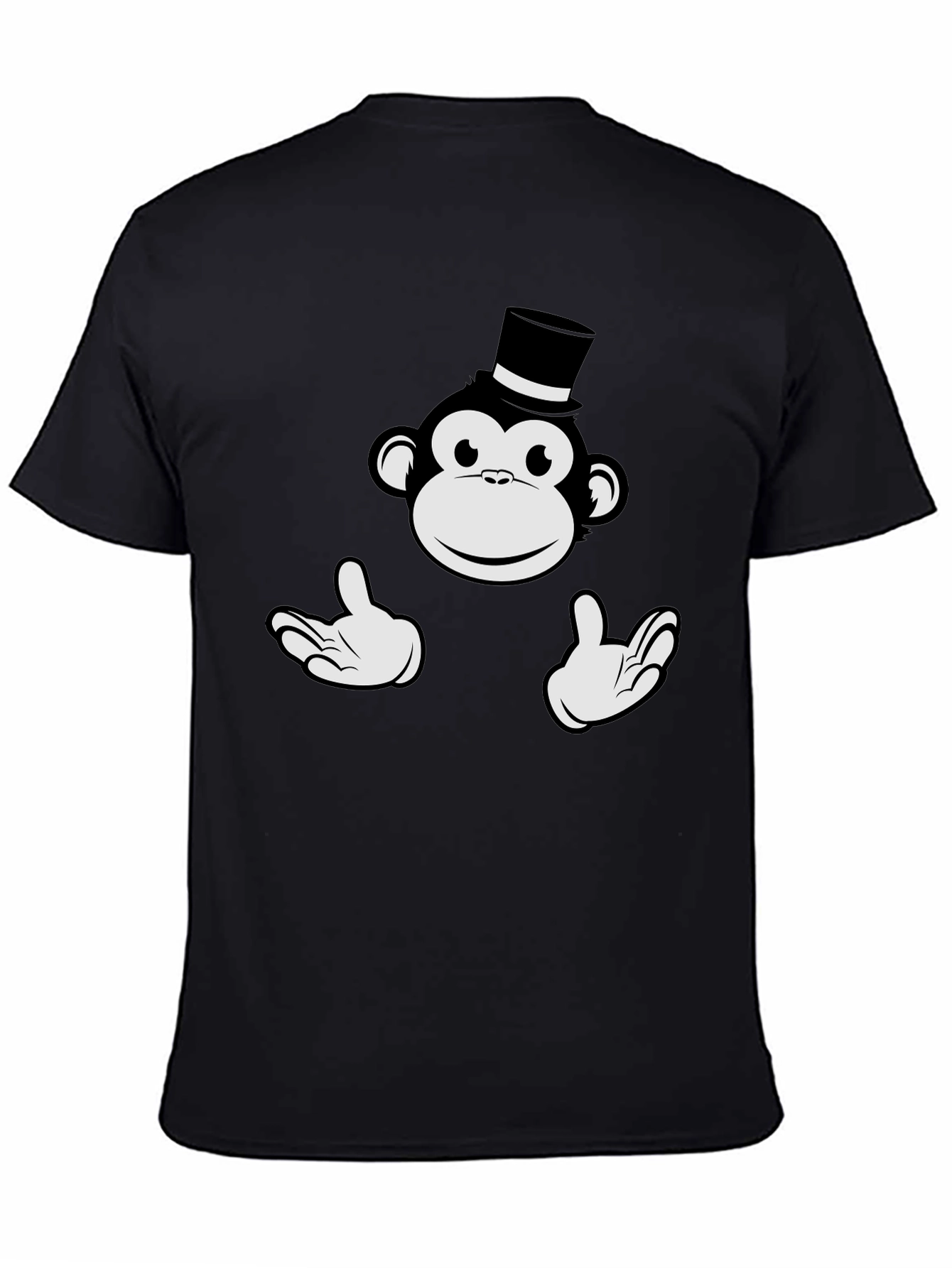 Monkey Top Hat Graphic Tee - Black Cotton T-Shirt
