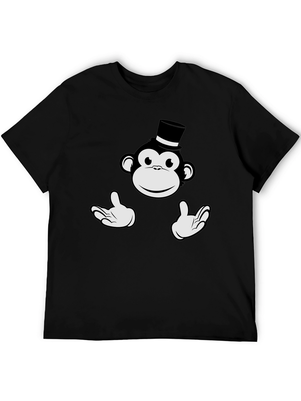 Monkey Top Hat Graphic Tee - Black Cotton T-Shirt