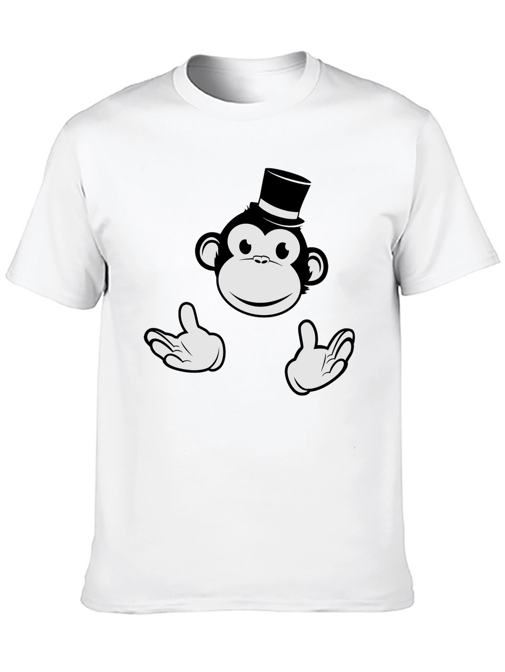 Monkey Top Hat Graphic Tee - Black Cotton T-Shirt