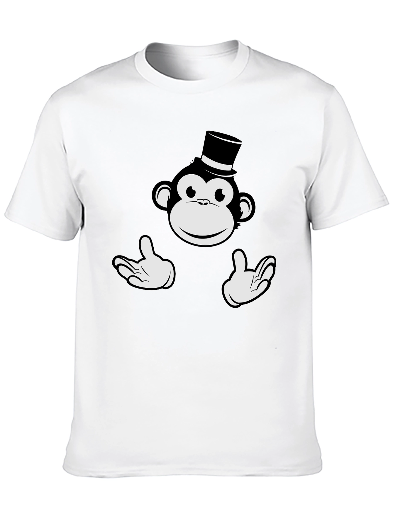 Monkey Top Hat Graphic Tee - Black Cotton T-Shirt