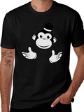 Monkey Top Hat Graphic Tee - Black Cotton T-Shirt