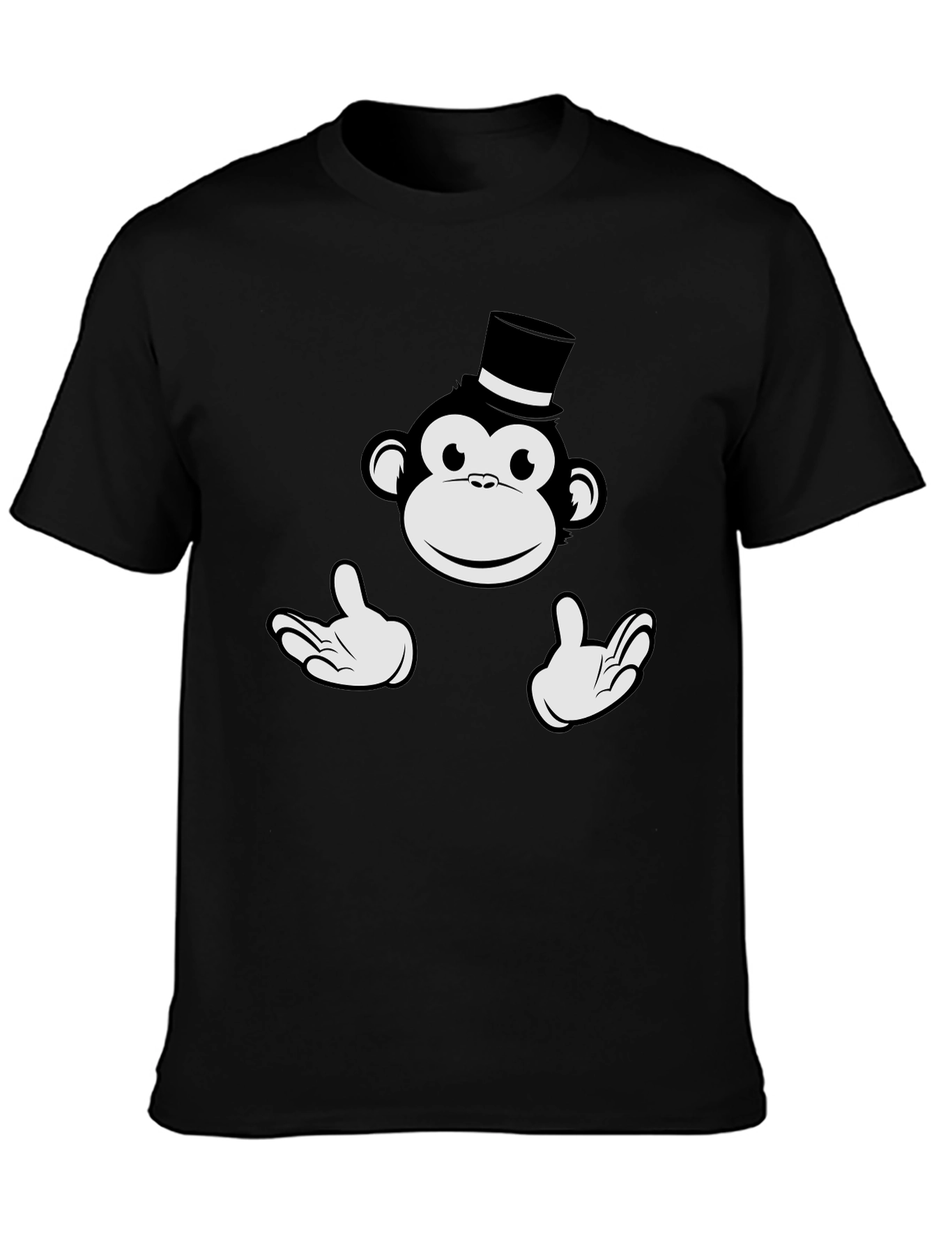 Monkey Top Hat Graphic Tee - Black Cotton T-Shirt