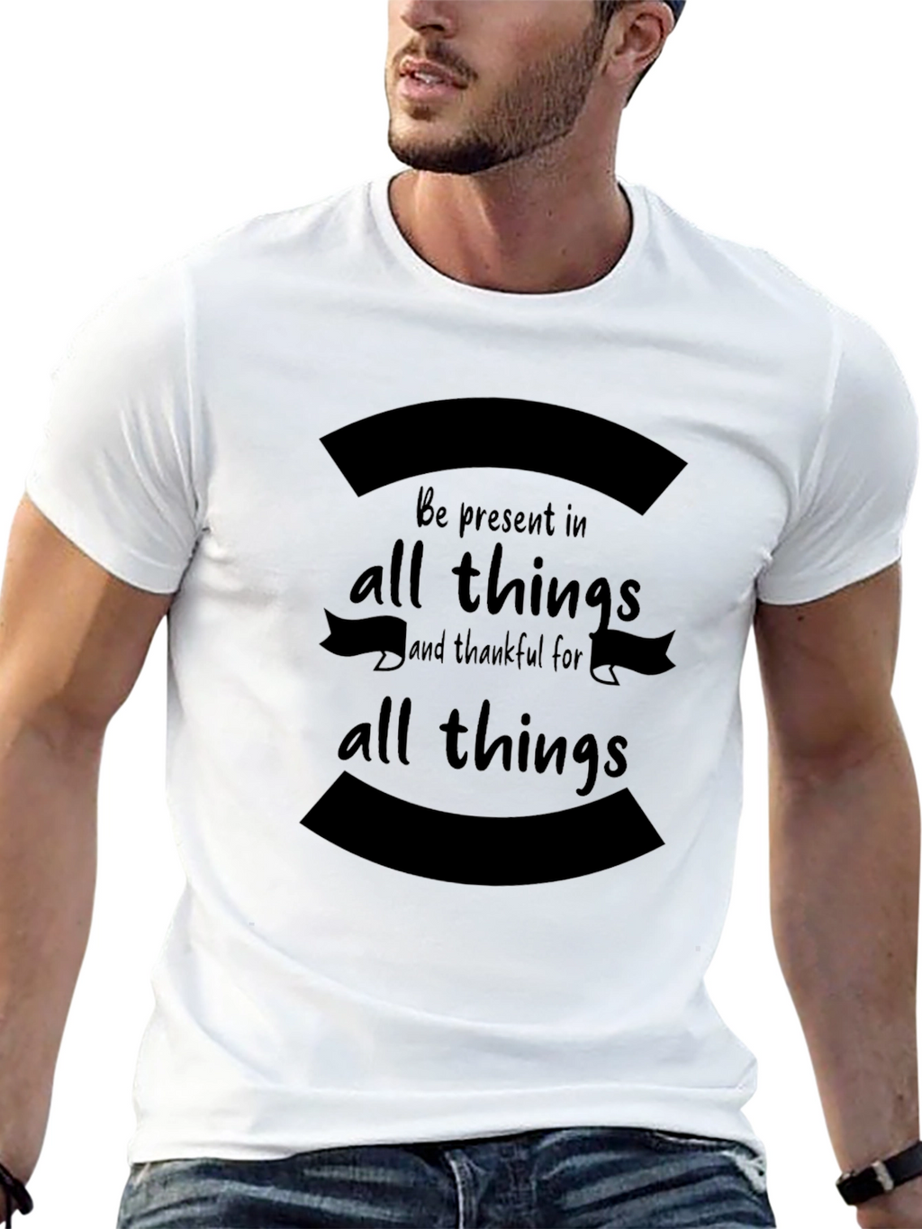 Present in All Things Black Graphic T-Shirt