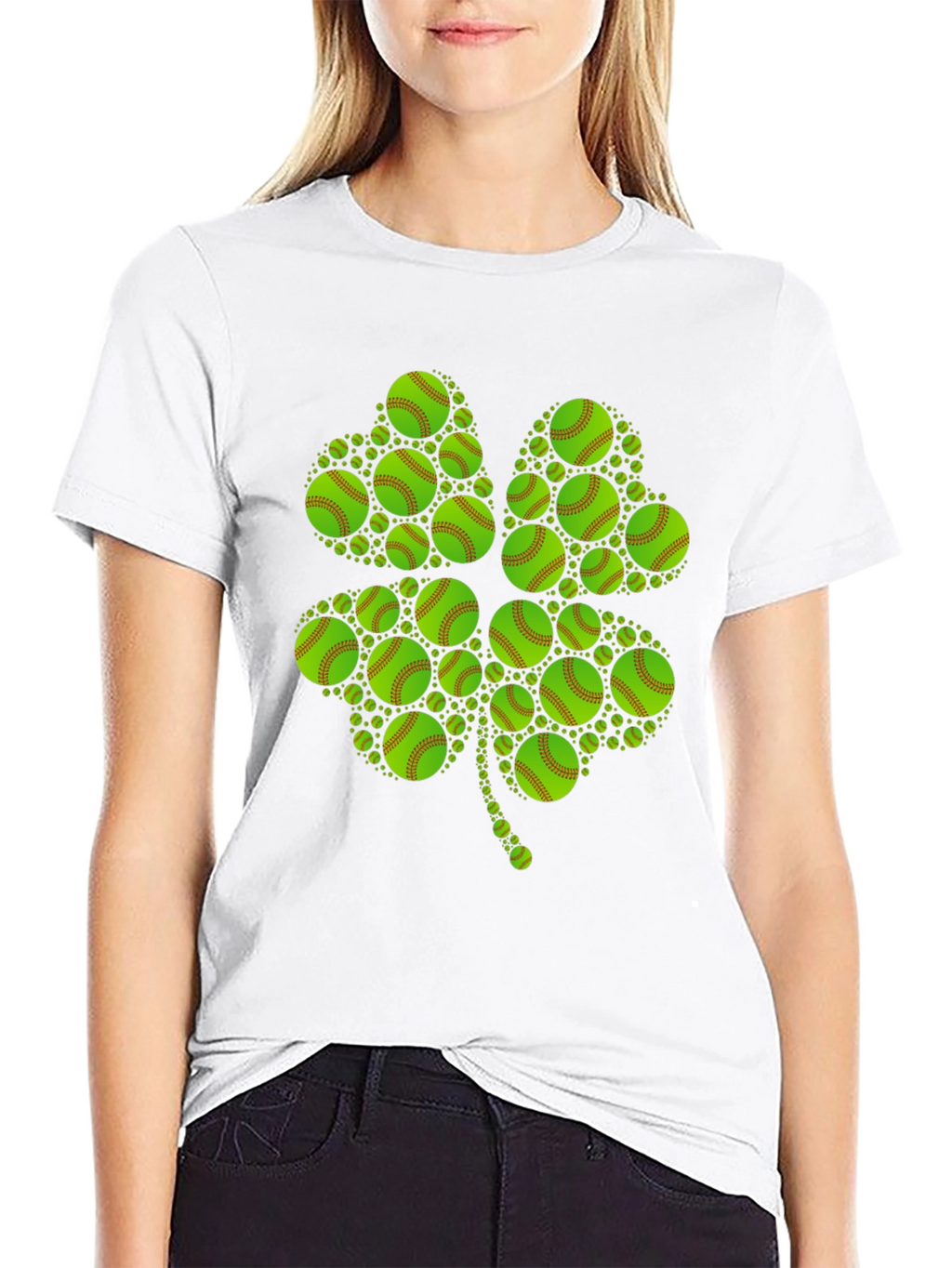 St. Patricks Day Softball Clover T-Shirt