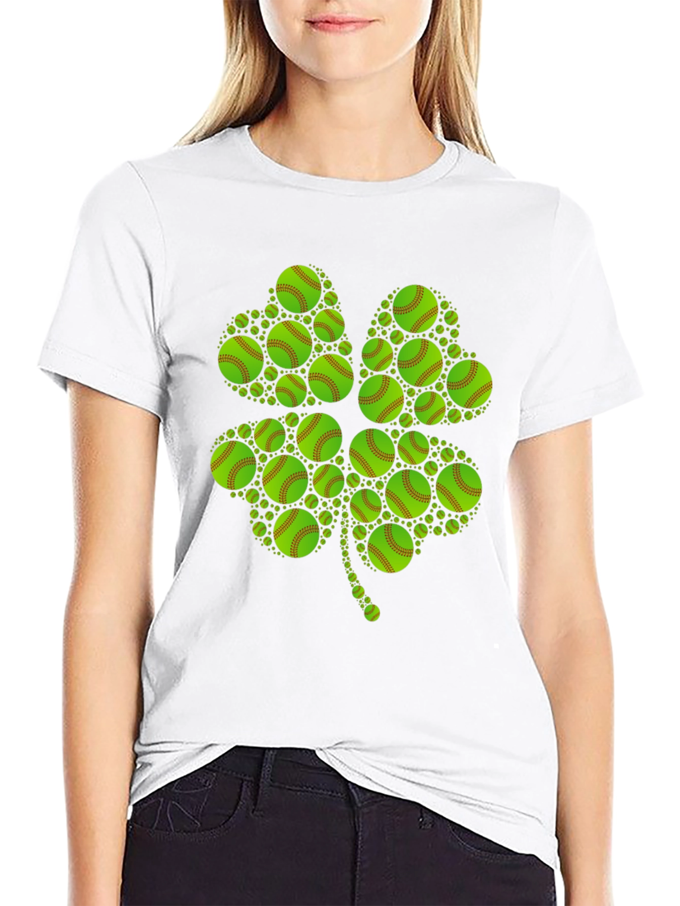 St. Patricks Day Softball Clover T-Shirt