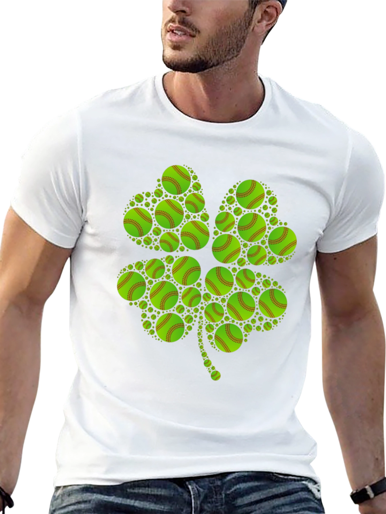 St. Patricks Day Softball Clover T-Shirt
