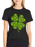 St. Patricks Day Softball Clover T-Shirt