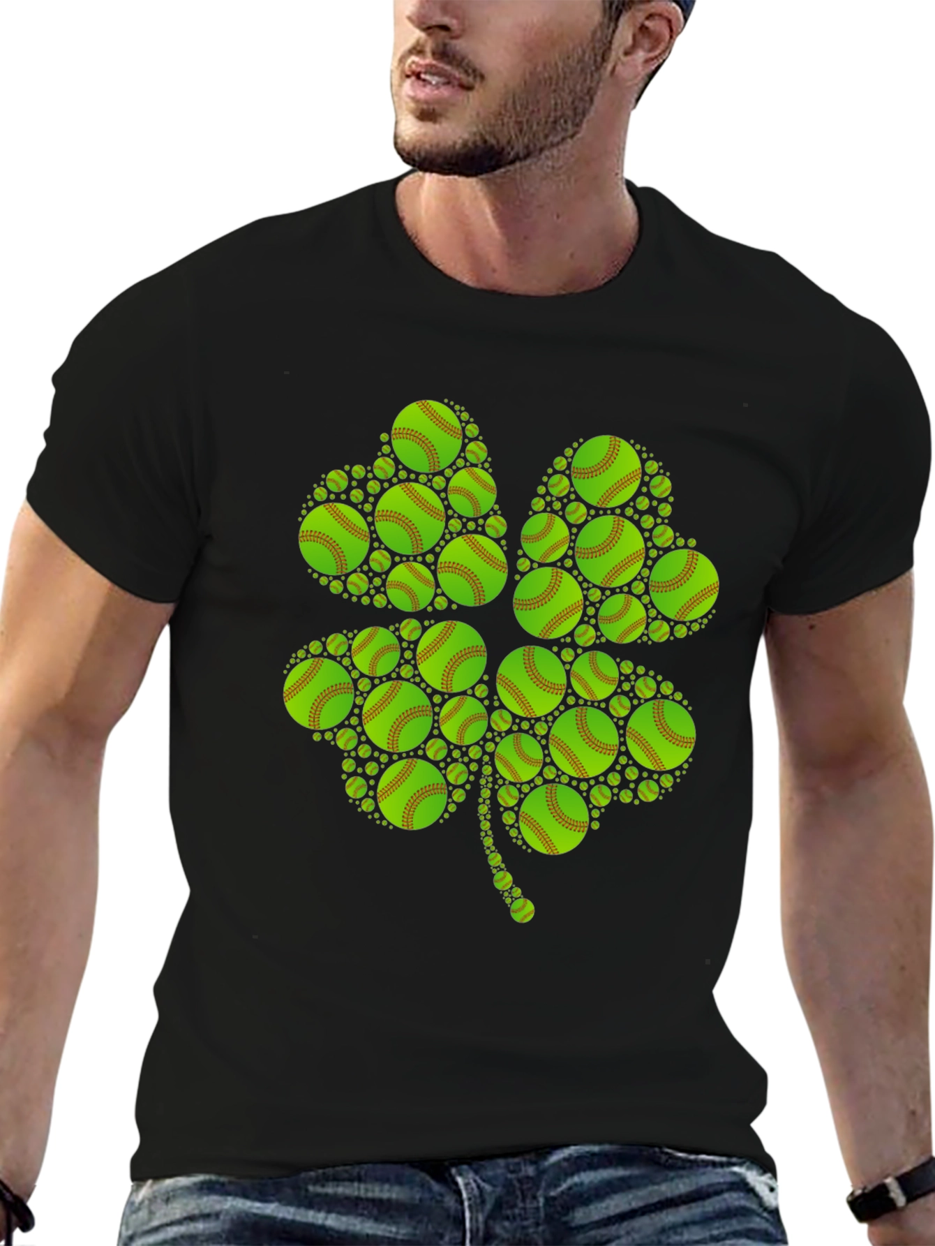 St. Patricks Day Softball Clover T-Shirt