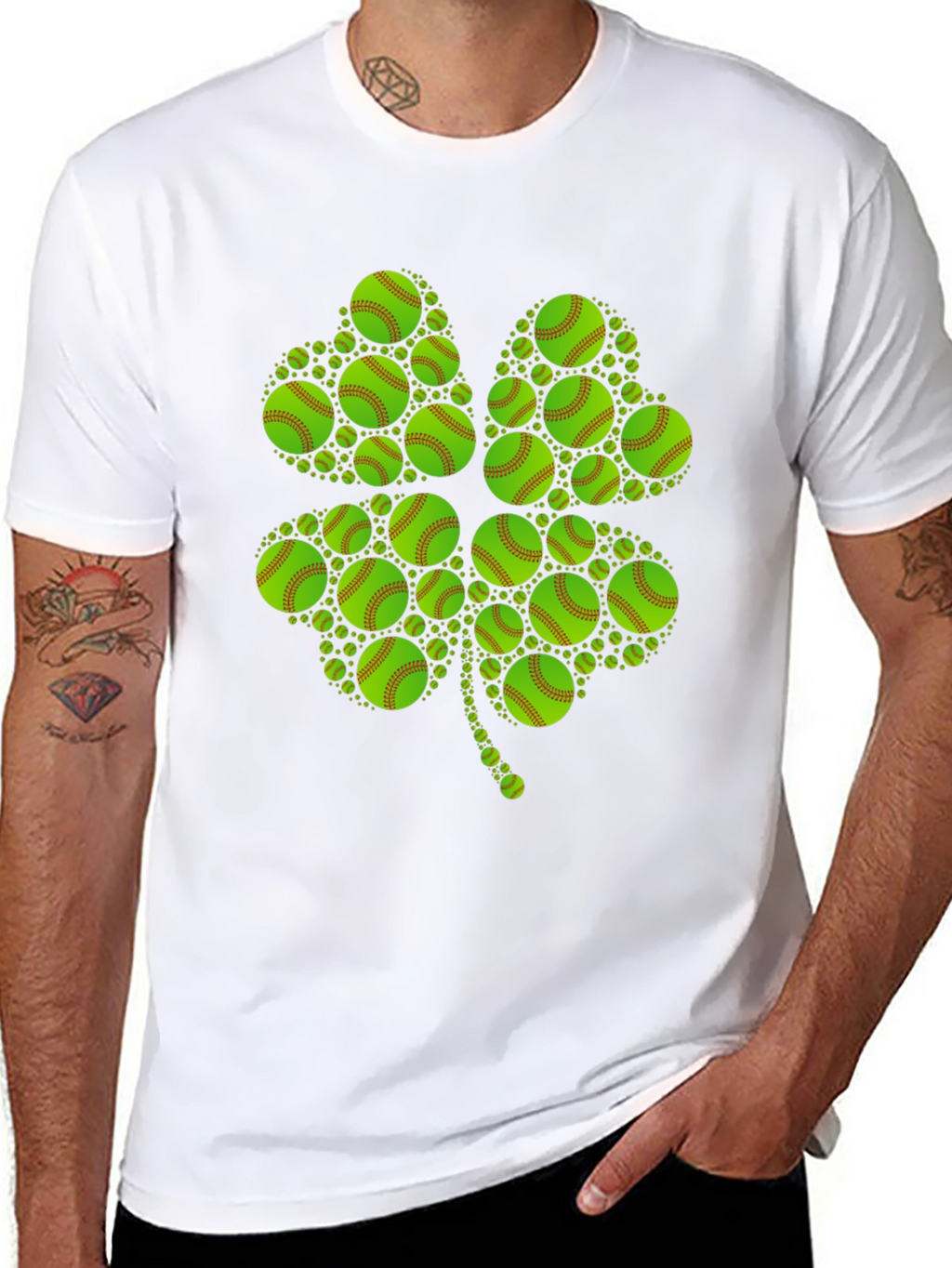 St. Patricks Day Softball Clover T-Shirt