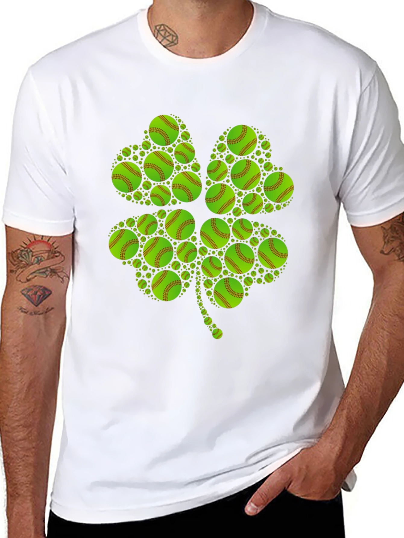 St. Patricks Day Softball Clover T-Shirt