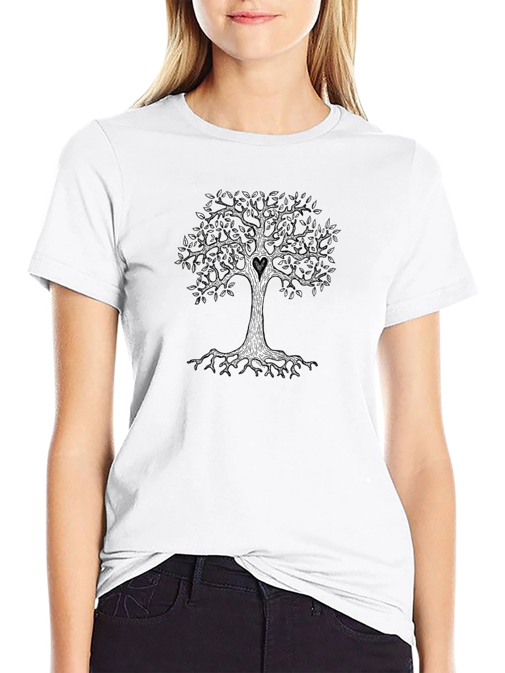 Tree of Life Heart Graphic Tee - Black