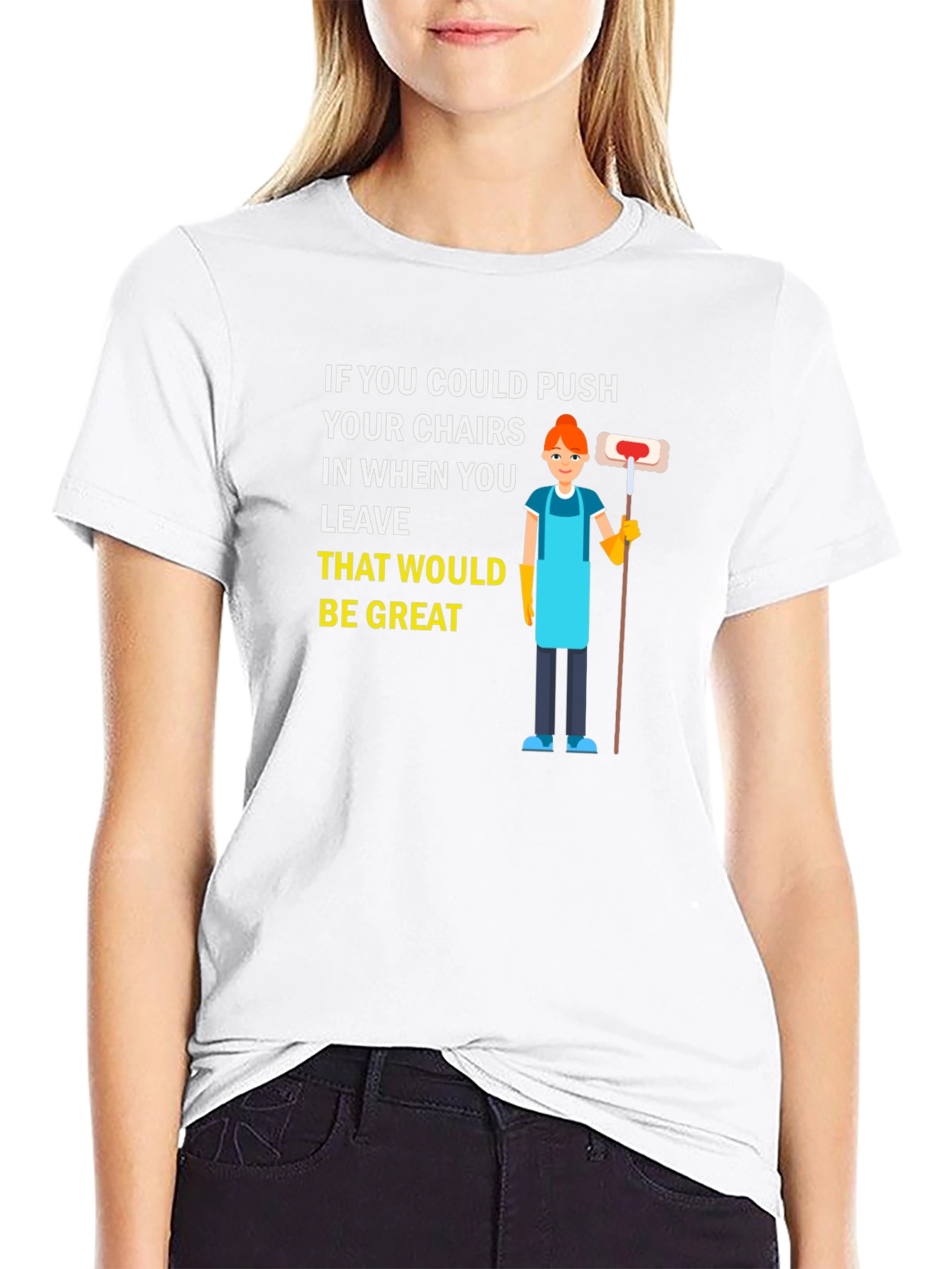 Push in Chairs Funny Janitor Graphic T-Shirt