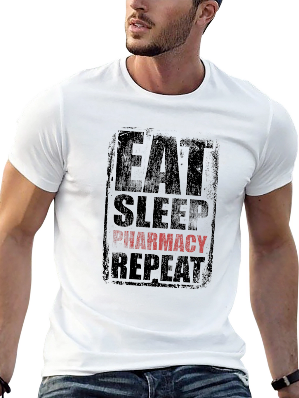 Eat Sleep Pharmacy Repeat T-Shirt - Black Graphic Tee