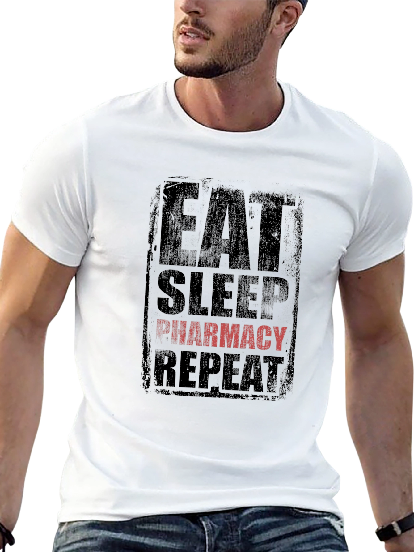 Eat Sleep Pharmacy Repeat T-Shirt - Black Graphic Tee