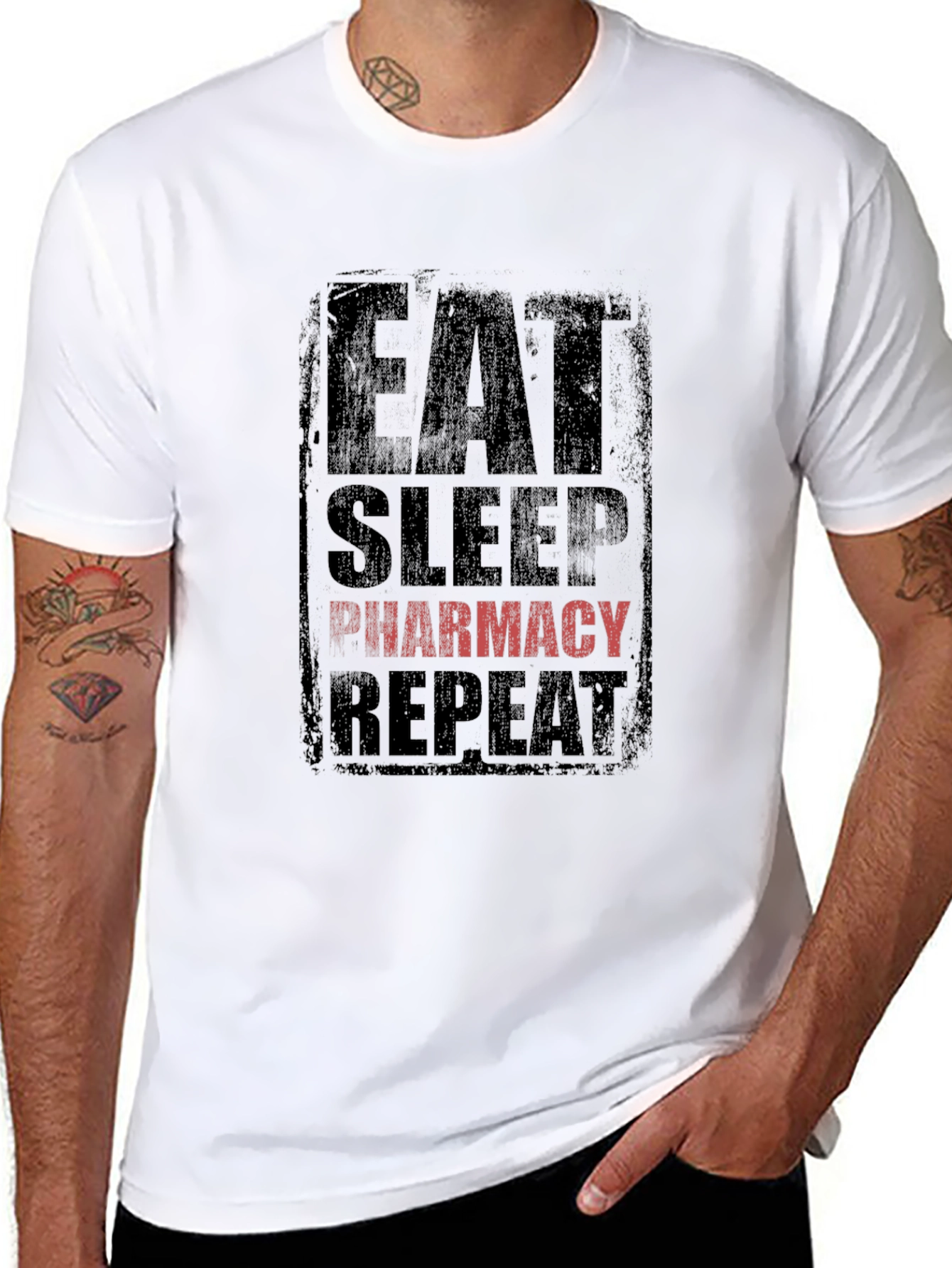Eat Sleep Pharmacy Repeat T-Shirt - Black Graphic Tee