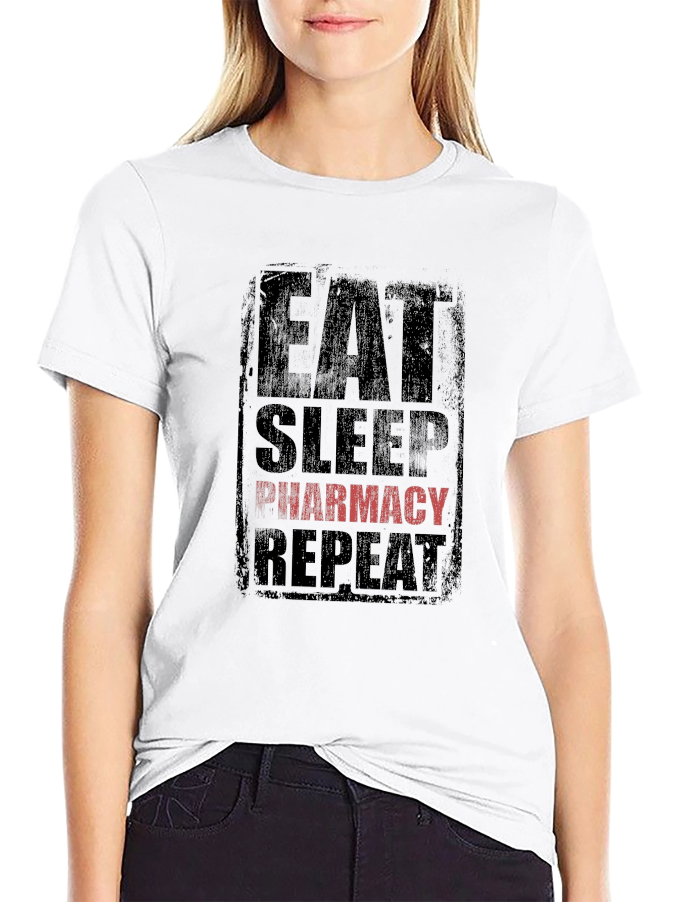 Eat Sleep Pharmacy Repeat T-Shirt - Black Graphic Tee