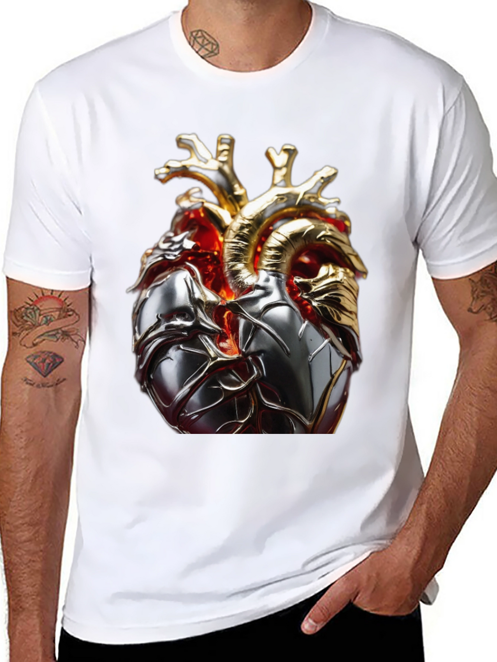 Metallic Heart Graphic T-Shirt